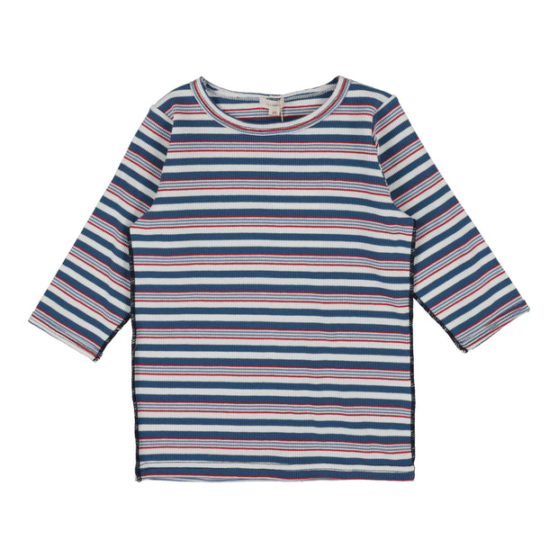 Lil Legs Basic Girls T-Shirt Three Quarter Sleeve - Multistripe