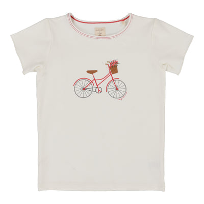 Analogie white bike girls t-shirt short sleeve from our Graphic Denim Collection.