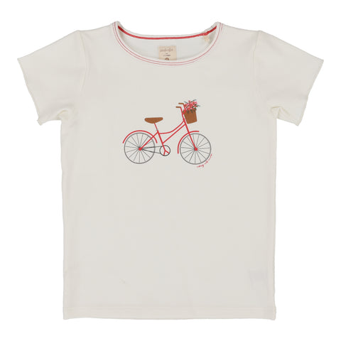 Analogie white bike girls t-shirt short sleeve from our Graphic Denim Collection.