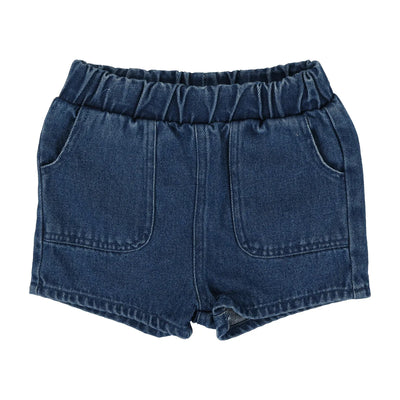 Lil Legs dark wash pull on shorts from our Stonewash Collection.