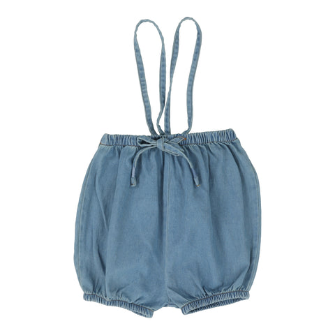 Analogie Bubble Suspender Shorts - Denim Tencil (Denim Tencel Collection)