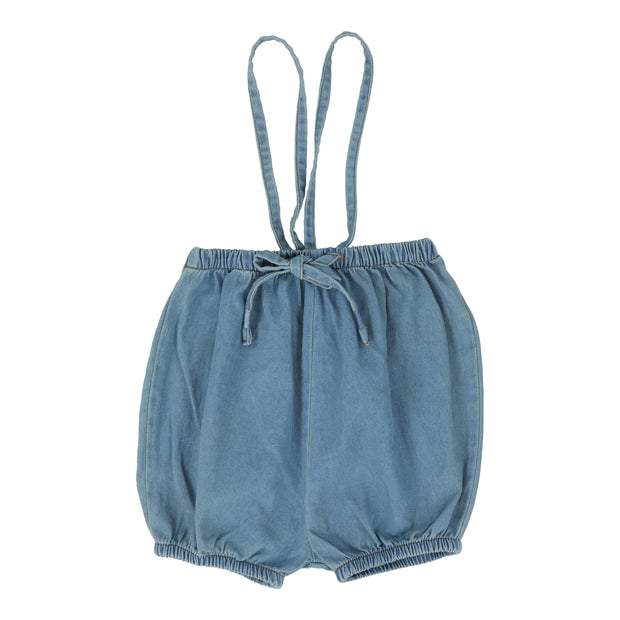 Analogie denim tencil bubble suspender shorts from our Sports.