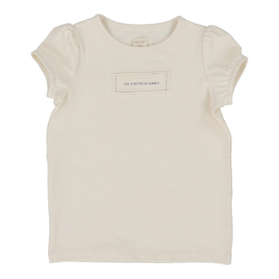 Analogie Girls Patch T-Shirt Short Sleeve - Natural (Denim Tencel Collection)