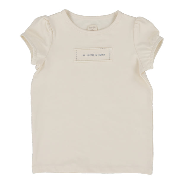 Analogie Girls Patch T-Shirt Short Sleeve - Natural (Denim Tencel Collection)