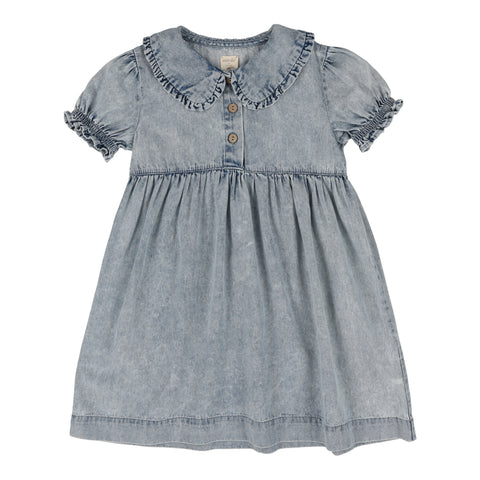 Analogie blue wash stonewash peter pan dress short sleeve from our Stonewash Collection.