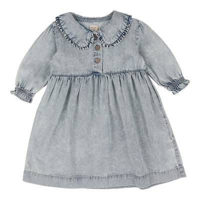 Analogie blue wash stonewash peter pan dress long sleeve from our Stonewash Collection.