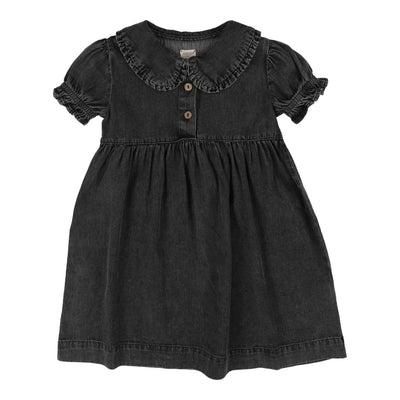 Analogie Stonewash Peter Pan Dress Short Sleeve - Black Wash