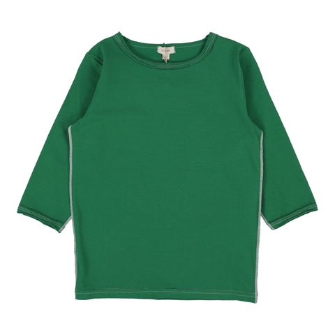 Lil Legs Basic Girls T-Shirt Three Quarter Sleeve - Green (Vintage Contrast Collection)