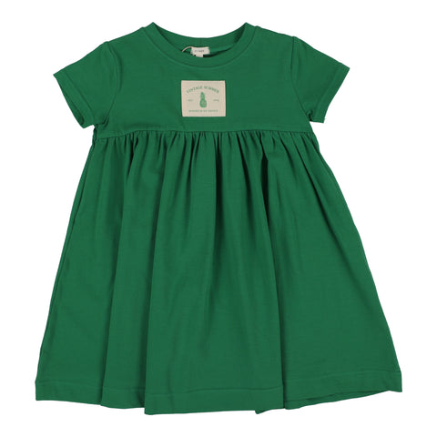 Lil Legs Patch Dress Short Sleeve - Green (Vintage Contrast Collection)