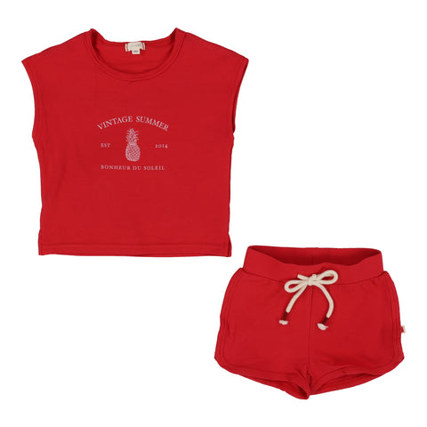 Lil Legs Toddler Set - Red (Vintage Contrast Collection)