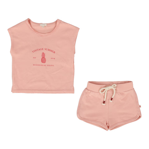 Lil Legs Toddler Set - Coral (Vintage Contrast Collection)