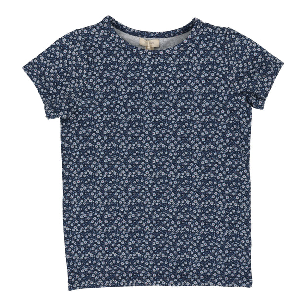 Lil Legs Poppy Floral T-Shirt Short Sleeve - Navy