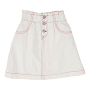 Analogie white denim skirt from our Graphic Denim Collection.