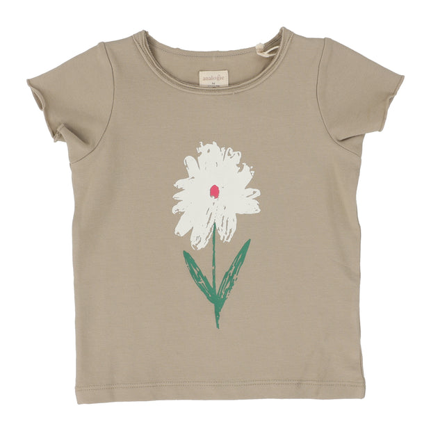 Analogie Flower T-Shirt Short Sleeve - Taupe