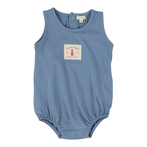 Lil Legs Snap Romper - Blue (Vintage Contrast Collection)