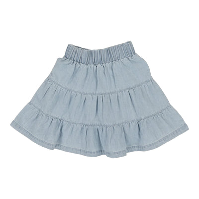 Analogie Tiered Denim Skirt - Light Wash (Lightweight Denim Collection)