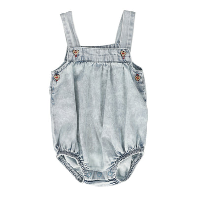 Analogie blue wash stonewash girls romper from our Stonewash Collection.