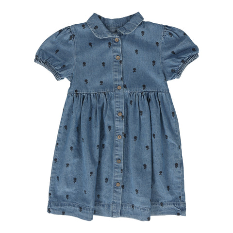 Analogie Floral Dress Short Sleeve - Denim (Printed Denim Collection)