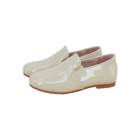 Perroquet Shoes Patent Leather Smoking Shoes - Cream