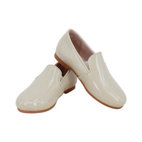 Perroquet Shoes Patent Leather Smoking Shoes - Cream