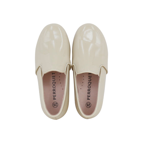 Perroquet Shoes Patent Leather Smoking Shoes - Cream