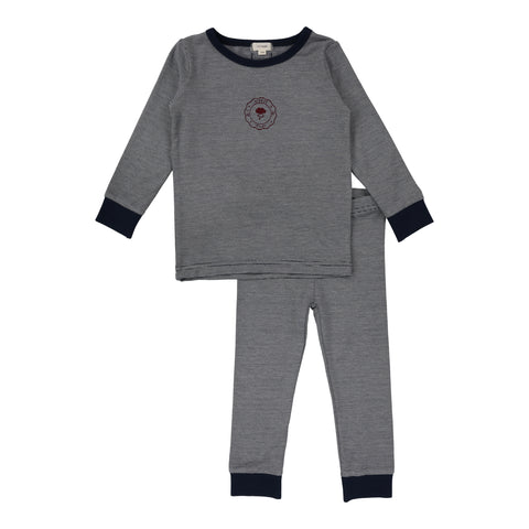 Lil Legs Striped Long Sleeve Lounge Set Pajamas - Navy