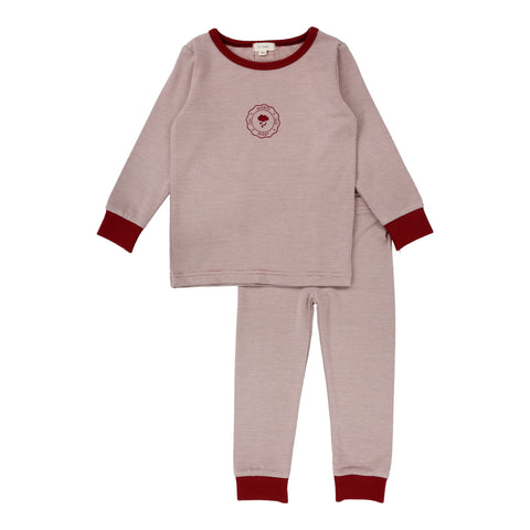 Lil Legs Striped Long Sleeve Lounge Set Pajamas - Rosewood