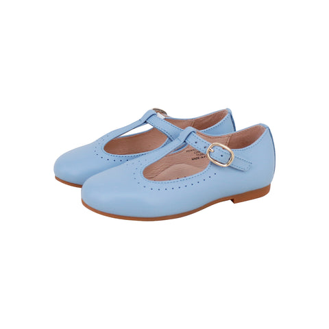 Perroquet Shoes Leather T-Strap Shoes - Blue