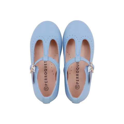 Perroquet Shoes Leather T-Strap Shoes - Blue