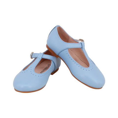 Perroquet Shoes Leather T-Strap Shoes - Blue