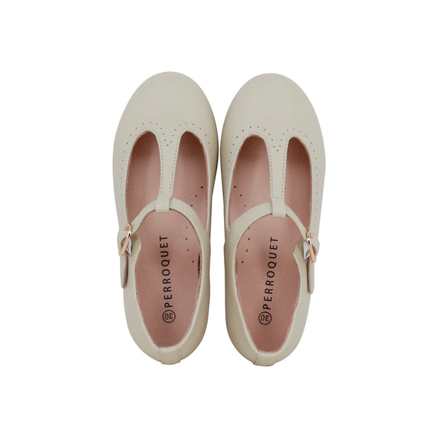 Perroquet Shoes Leather T-Strap Shoes - Sand