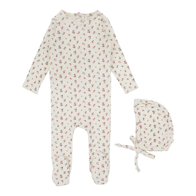 Lilette Vintage Floral Footie Set - Cream