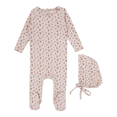 Lilette Vintage Floral Footie Set - Pink