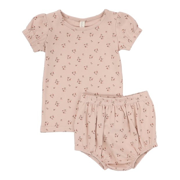 Lilette Dainty Floral Short Sleeve Set - Dusty Pink/Floral