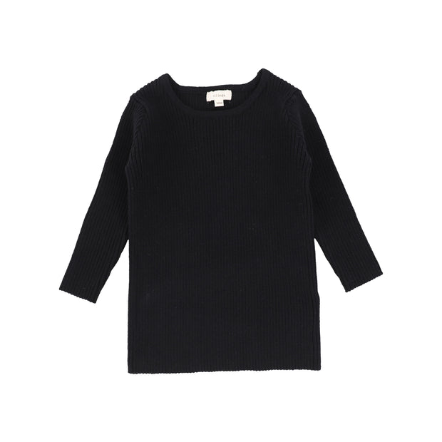 Lil Legs Knit Crewneck Long Sleeve Sweater - Black