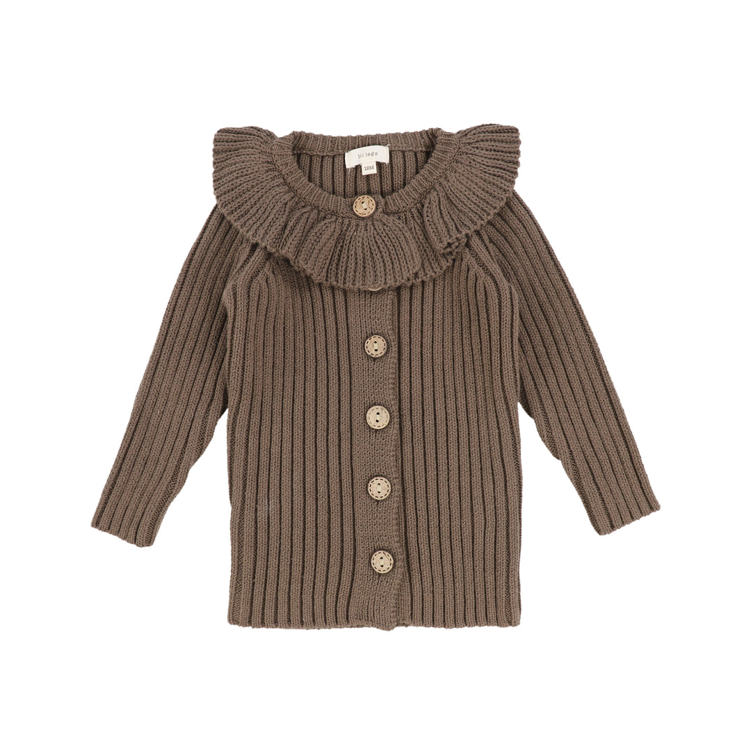 Lil Legs Knit Ruffle Cardigan Cocoa Head Shoulders Toes Bows