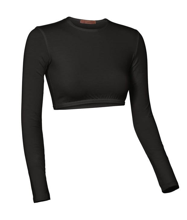 PB&J Ladies Lycra Long Sleeve Croptop - Black