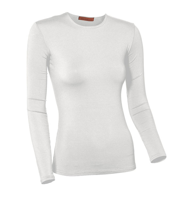 PB&J Ladies Modal Long Sleeve Shell - White