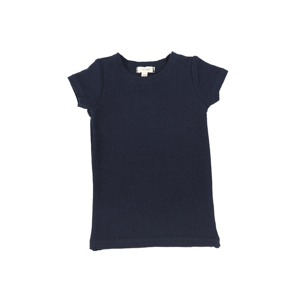 Lil Legs Ribbed Short Sleeve Tee - Navy