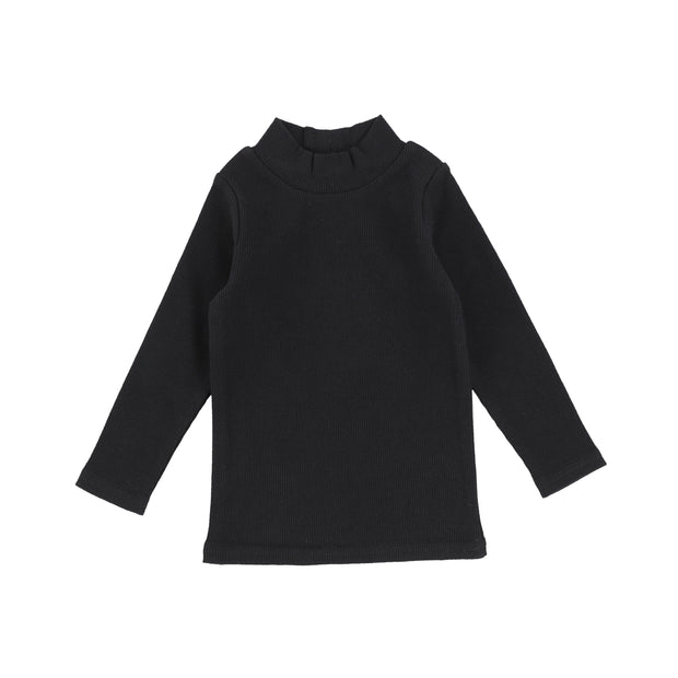 Lil Legs Ribbed Mock Neck - Black